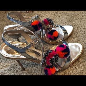 Sophia Webster Silver & Rose Gold Pom Pom Sandals
